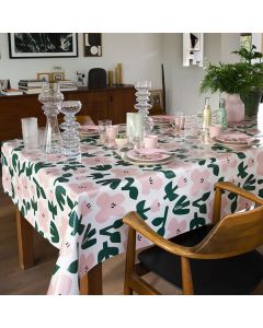 roze bloemen-kleurijk tafelzeil-groen-wit